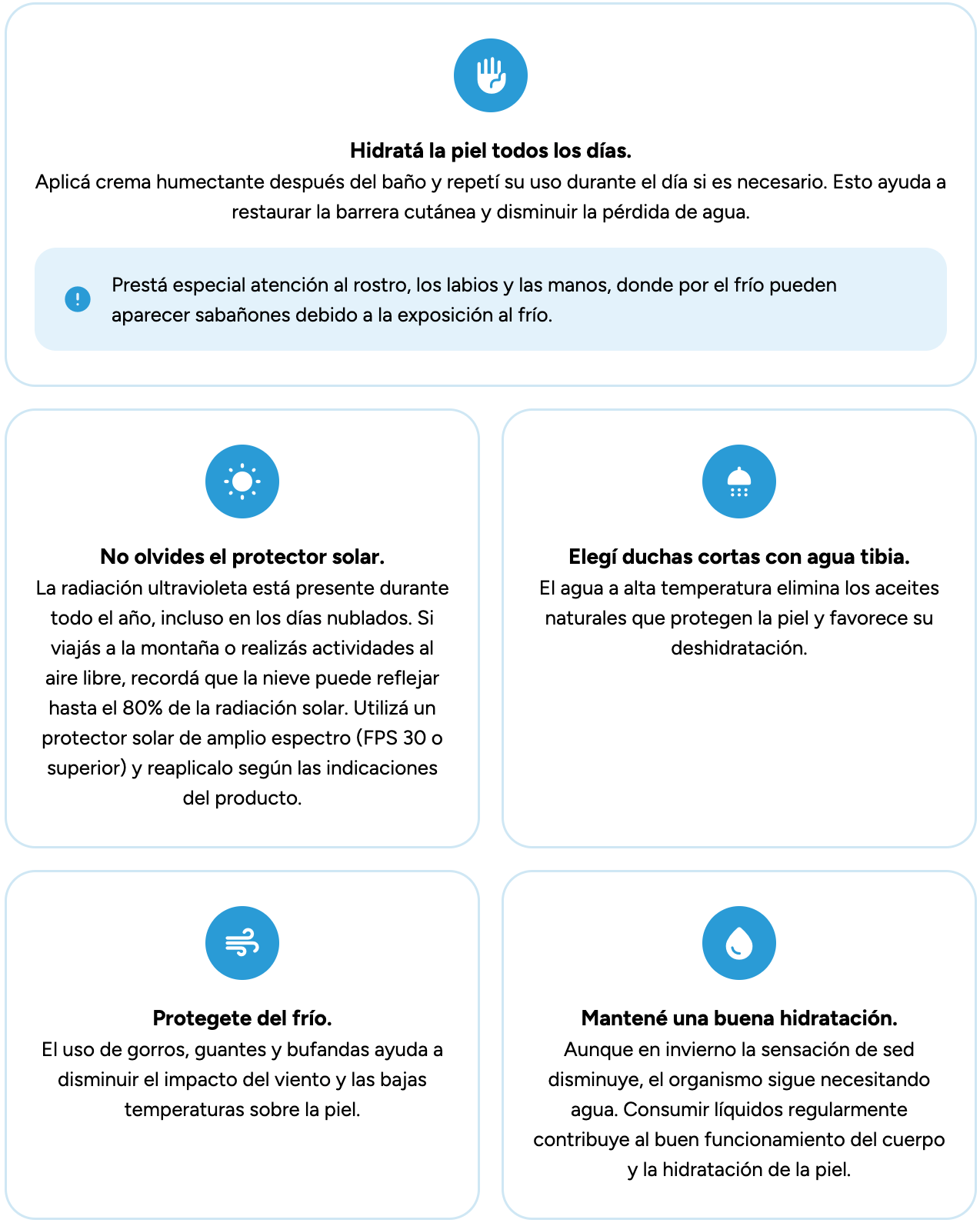 En invierno, la piel también necesita cuidados